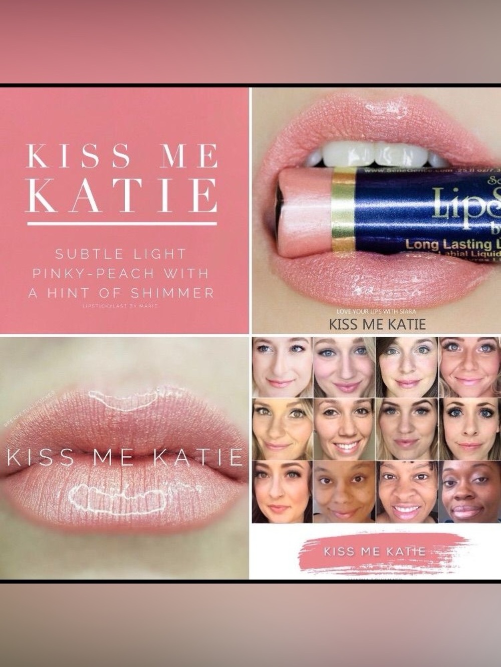 LipSense Kiss Me Katie Pinky-Peach Shimmer Lipstick